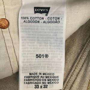 Levi’s 501 Button Fly Jeans Khaki Size 33x32